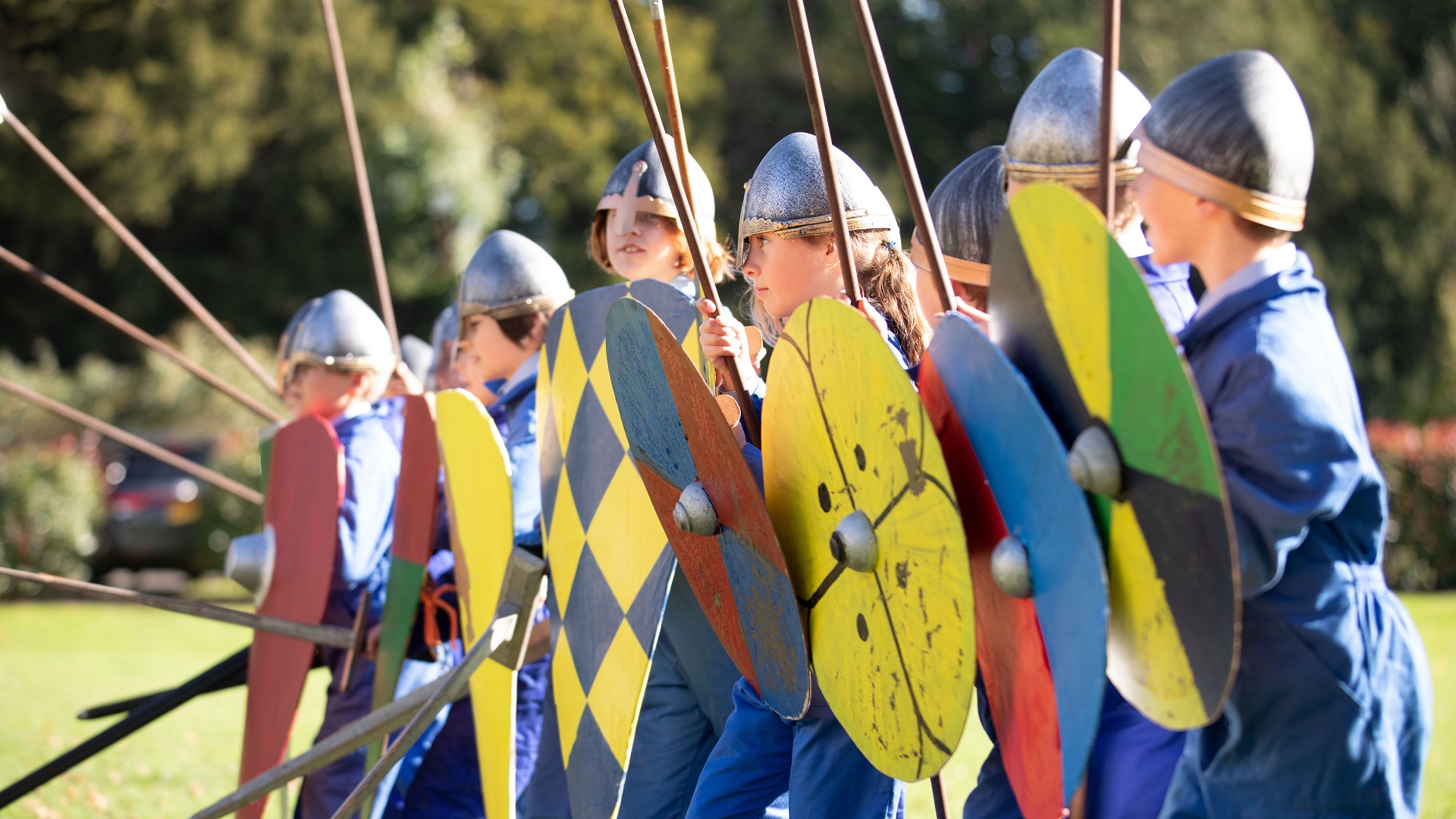 First hand learning, with a historical re-enactment on the front lawn 