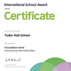 Tudor Hall Awarded British Council Certificate